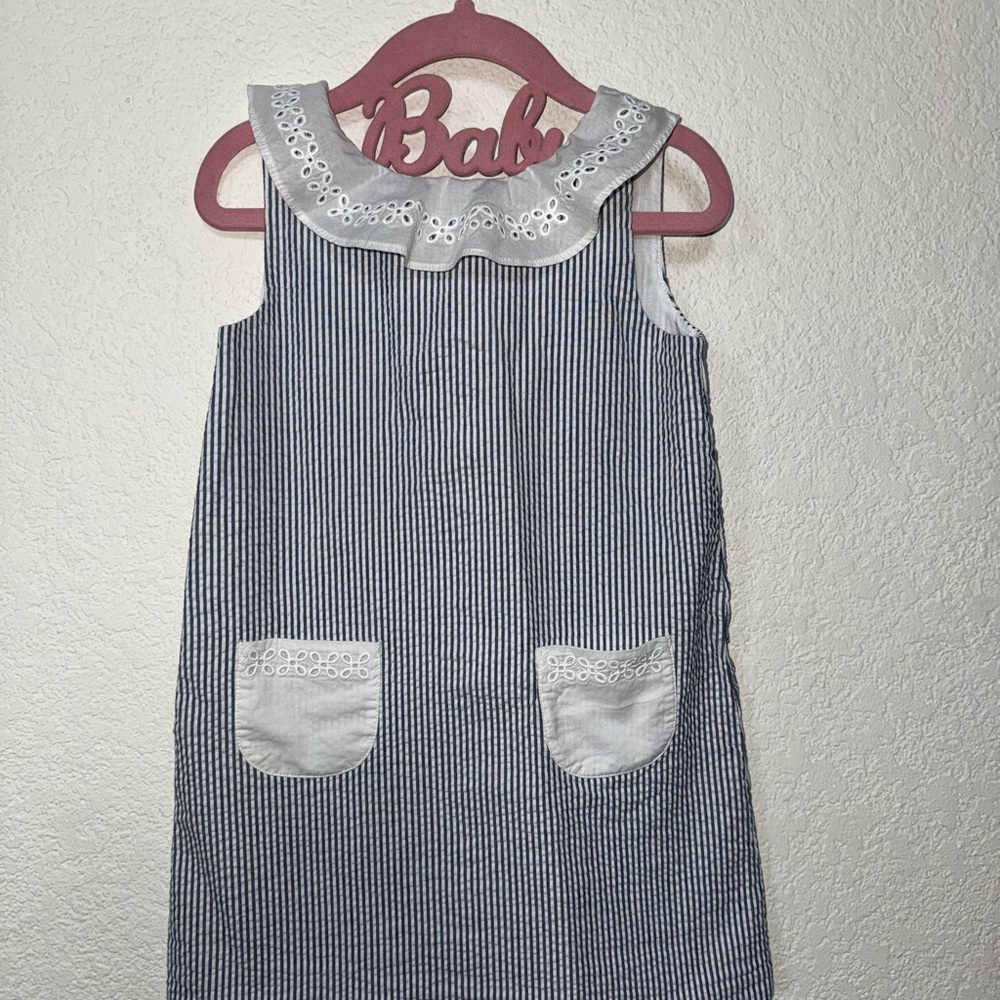 Janie and Jack Navy and White Striped Dress